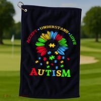 Autism Awareness Sunflower Puzzle Accept Understand Love Golf Towel thumb 1