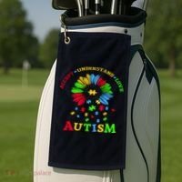 Autism Awareness Sunflower Puzzle Accept Understand Love Golf Towel thumb 2