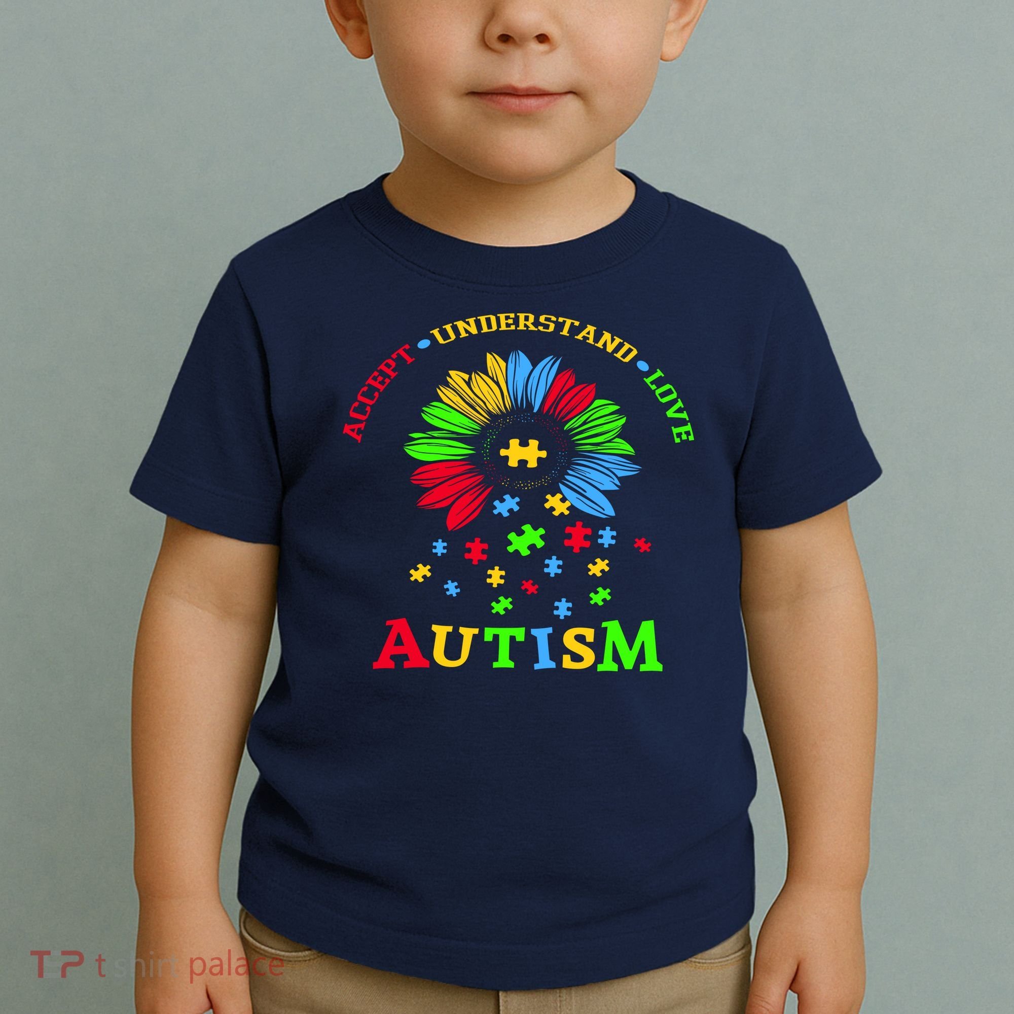 Autism Awareness Sunflower Puzzle Accept Understand Love Toddler T-Shirt