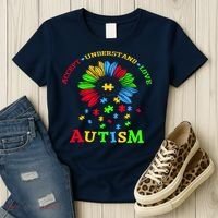 Autism Awareness Sunflower Puzzle Accept Understand Love Women's T-Shirt thumb 3