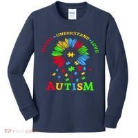 Autism Awareness Sunflower Puzzle Accept Understand Love Kids Long Sleeve Shirt thumb 0