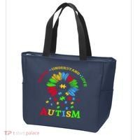 Autism Awareness Sunflower Puzzle Accept Understand Love Tote Bag thumb 3