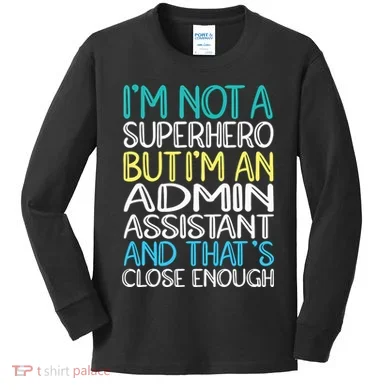 Admin Assistant Superhero Administrative Assistant Kids Long Sleeve Shirt