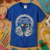 Autism Awareness Seeing The World From A Different Angle Gift Kids T-Shirt thumb 3