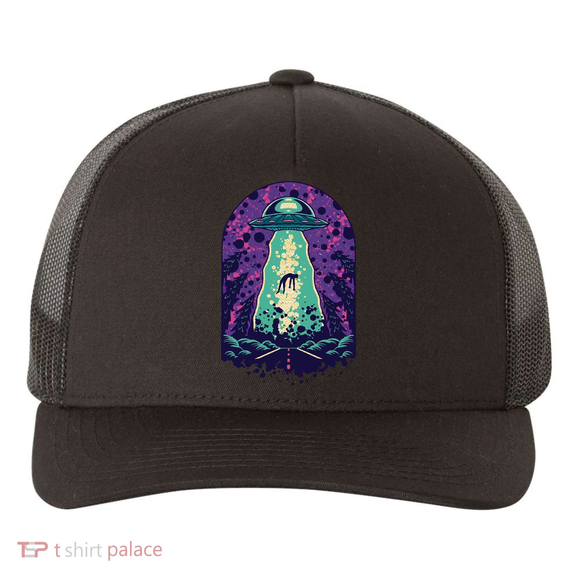 Alien Abduction Space Yupoong Adult 5-Panel Trucker Hat