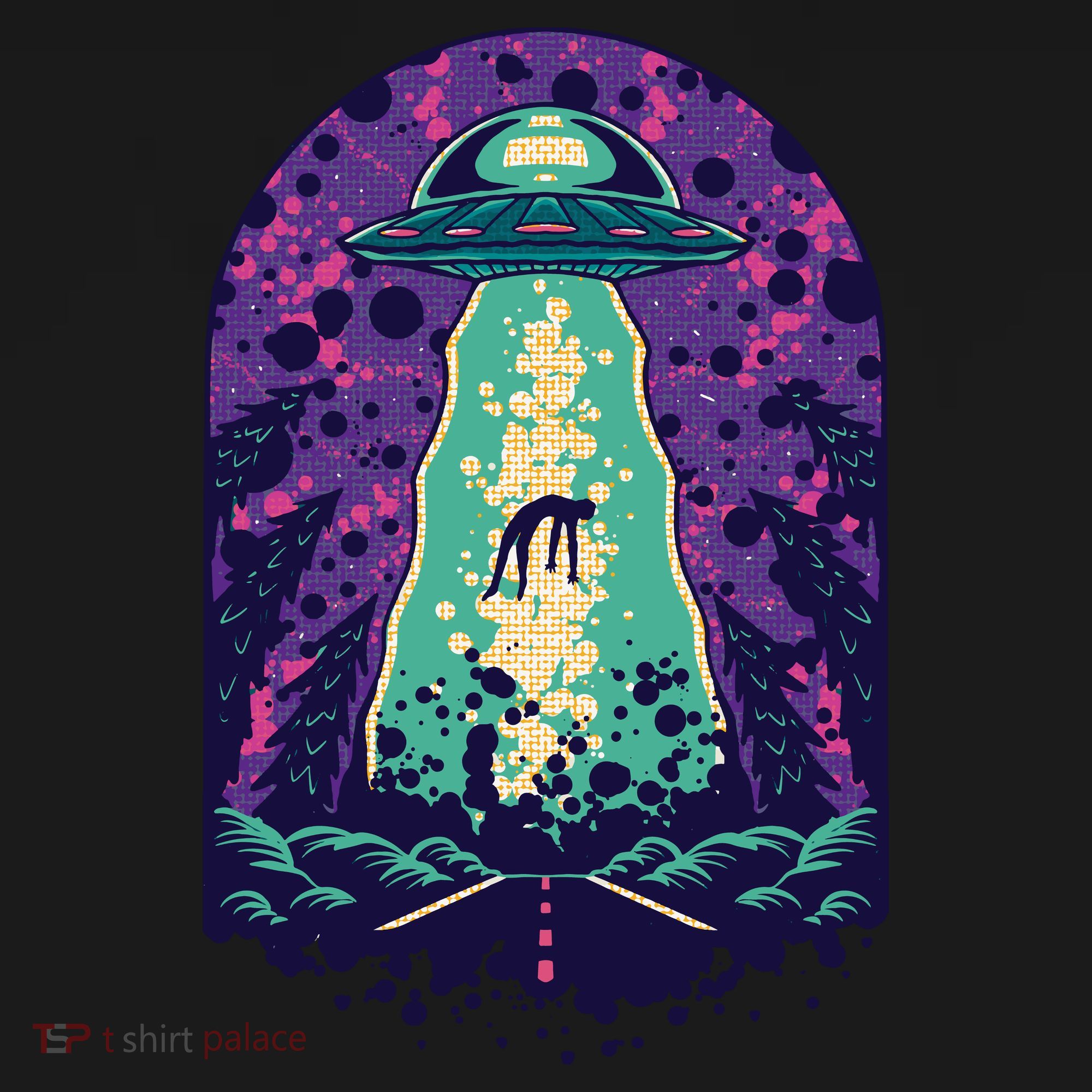 Alien Abduction Space Yupoong Adult 5-Panel Trucker Hat