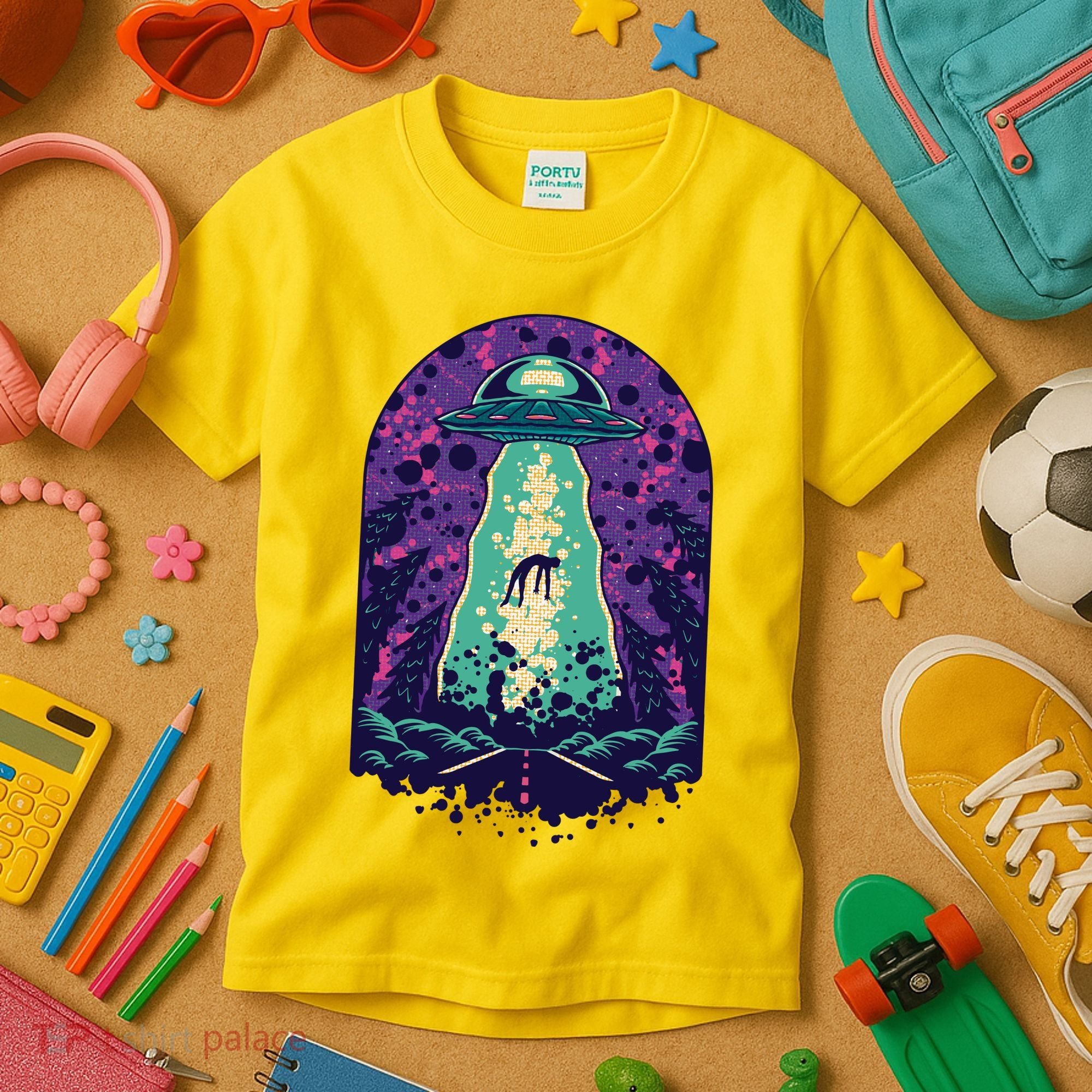 Alien Abduction Space Kids T-Shirt