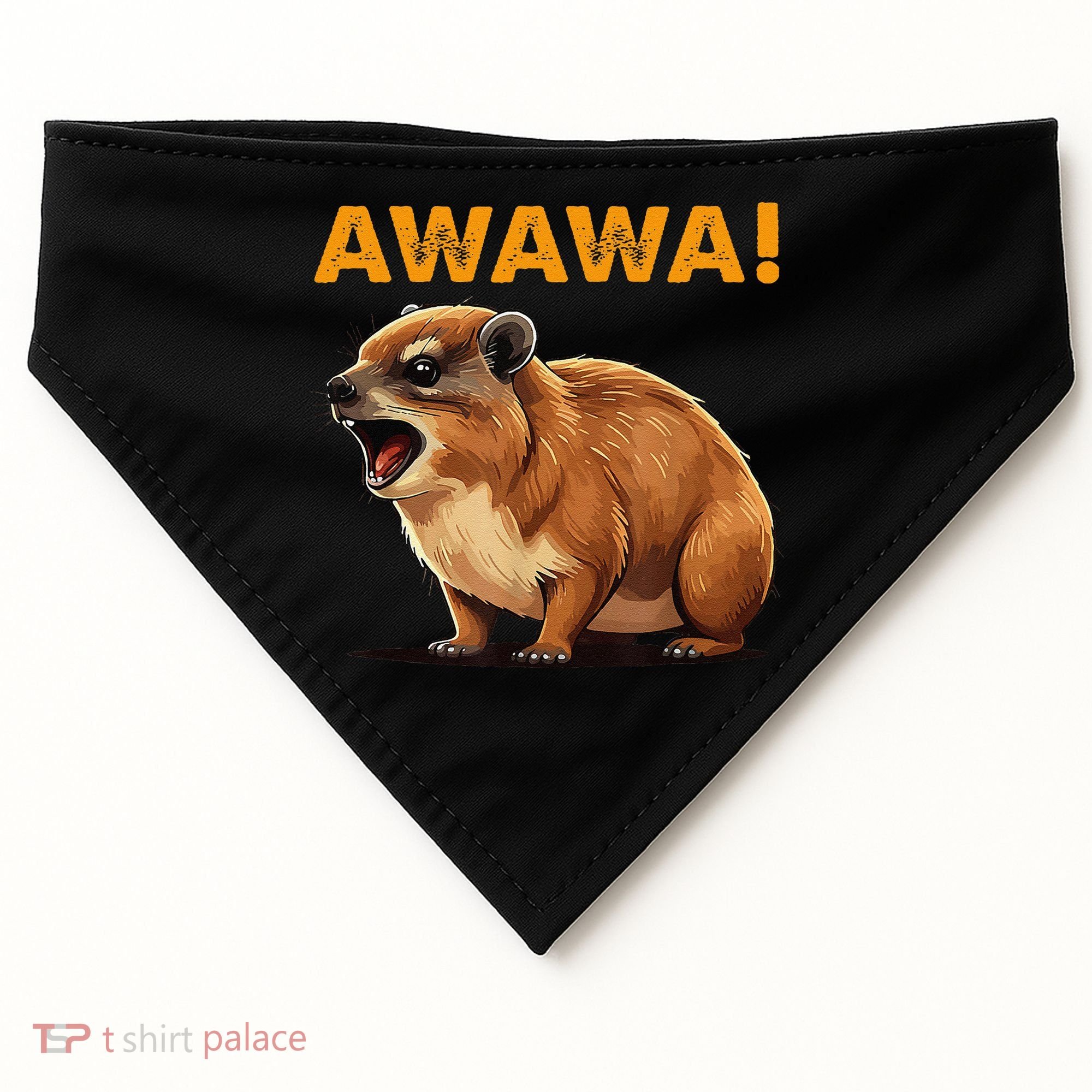 Awawa! Angry Screaming Hyrax Meme Retro USA-Made Doggie Bandana