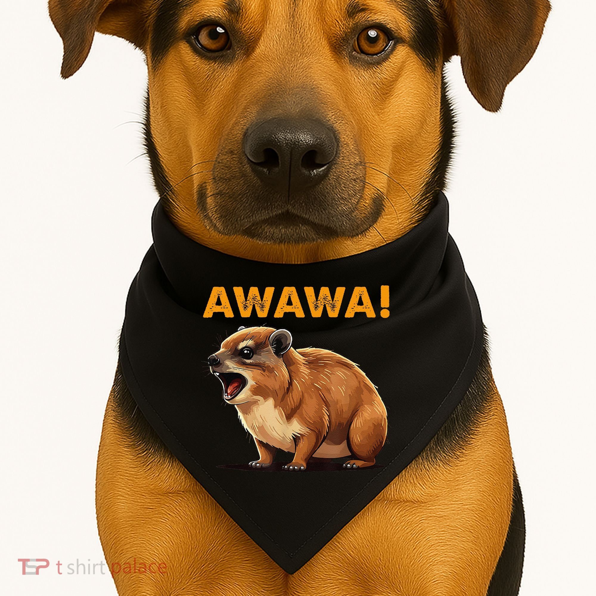 Awawa! Angry Screaming Hyrax Meme Retro USA-Made Doggie Bandana