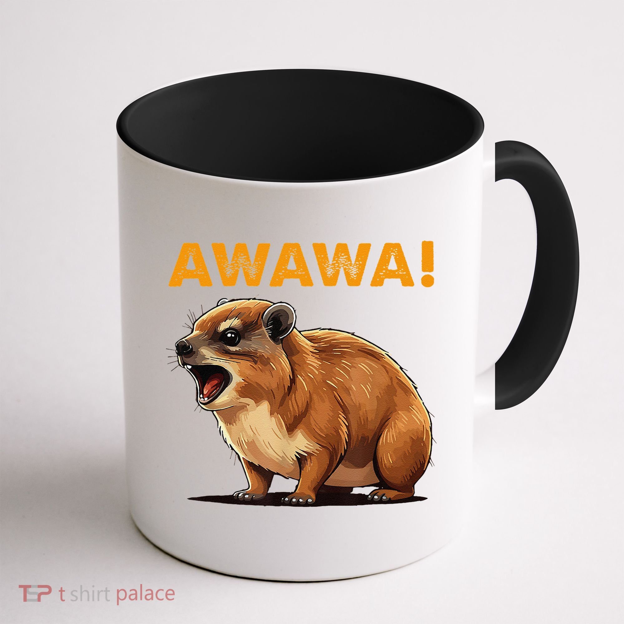 Awawa! Angry Screaming Hyrax Meme Retro Coffee Mug
