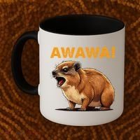 Awawa! Angry Screaming Hyrax Meme Retro Coffee Mug thumb 2
