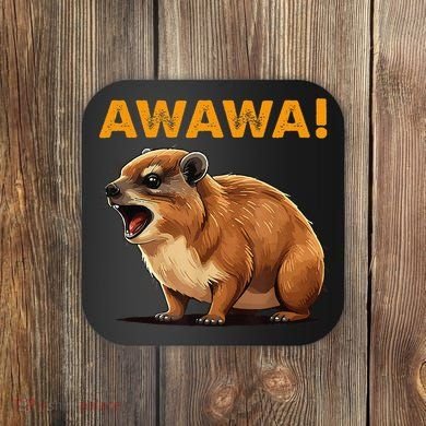 Awawa! Angry Screaming Hyrax Meme Retro Coaster
