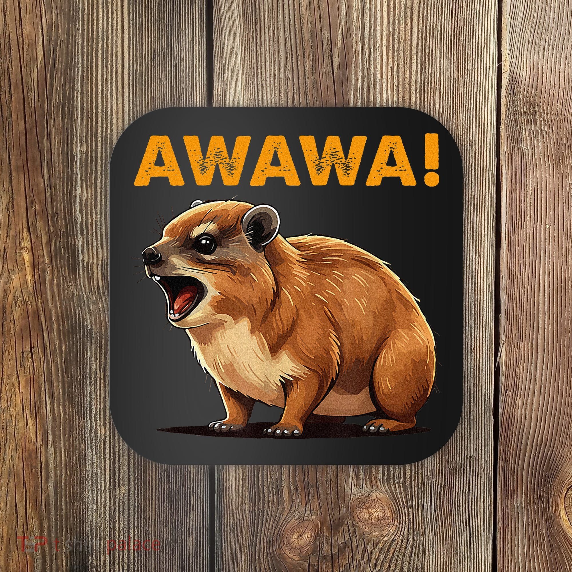 Awawa! Angry Screaming Hyrax Meme Retro Coaster