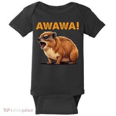 Awawa! Angry Screaming Hyrax Meme Retro Baby Bodysuit