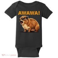 Awawa! Angry Screaming Hyrax Meme Retro Baby Bodysuit thumb 0