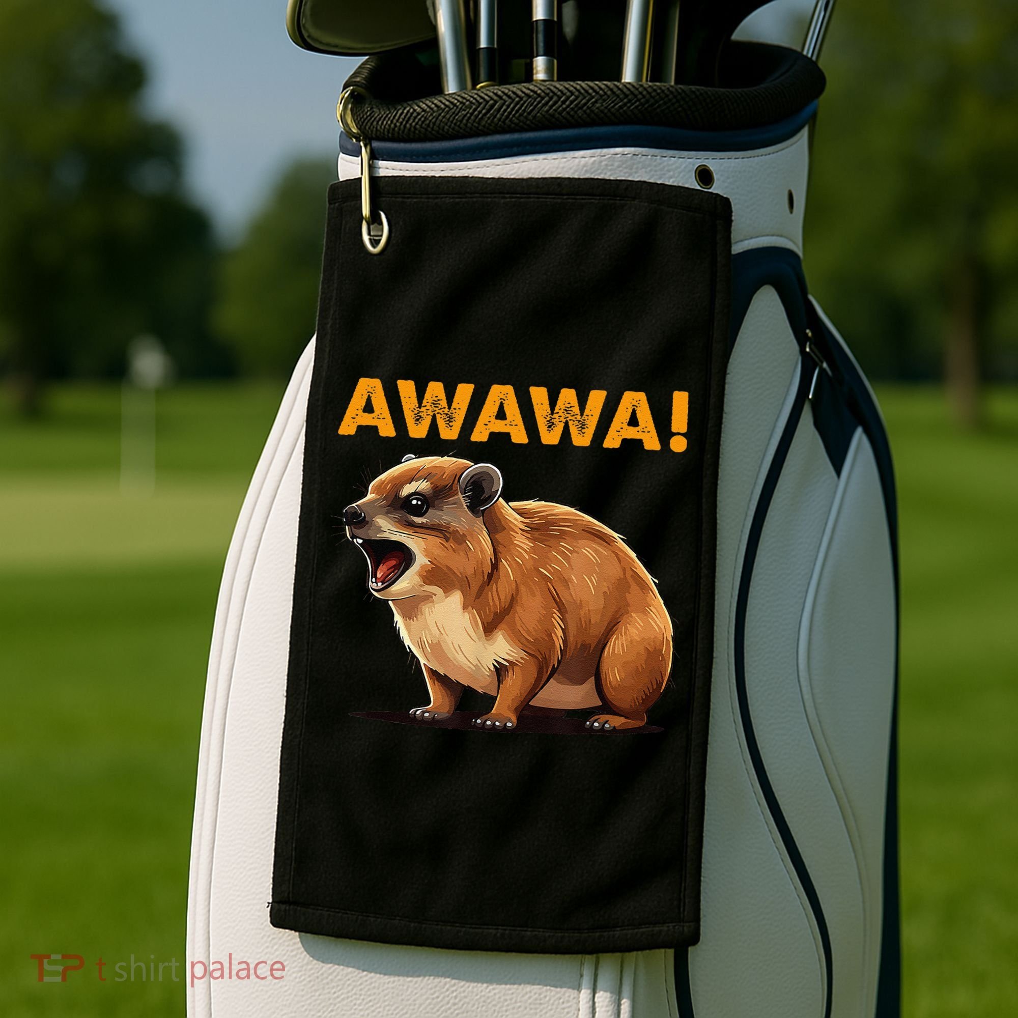 Awawa! Angry Screaming Hyrax Meme Retro Golf Towel