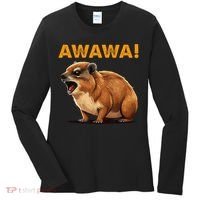 Awawa! Angry Screaming Hyrax Meme Retro Women's Long Sleeve Shirt thumb 0