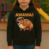 Awawa! Angry Screaming Hyrax Meme Retro Kids Hoodie thumb 3