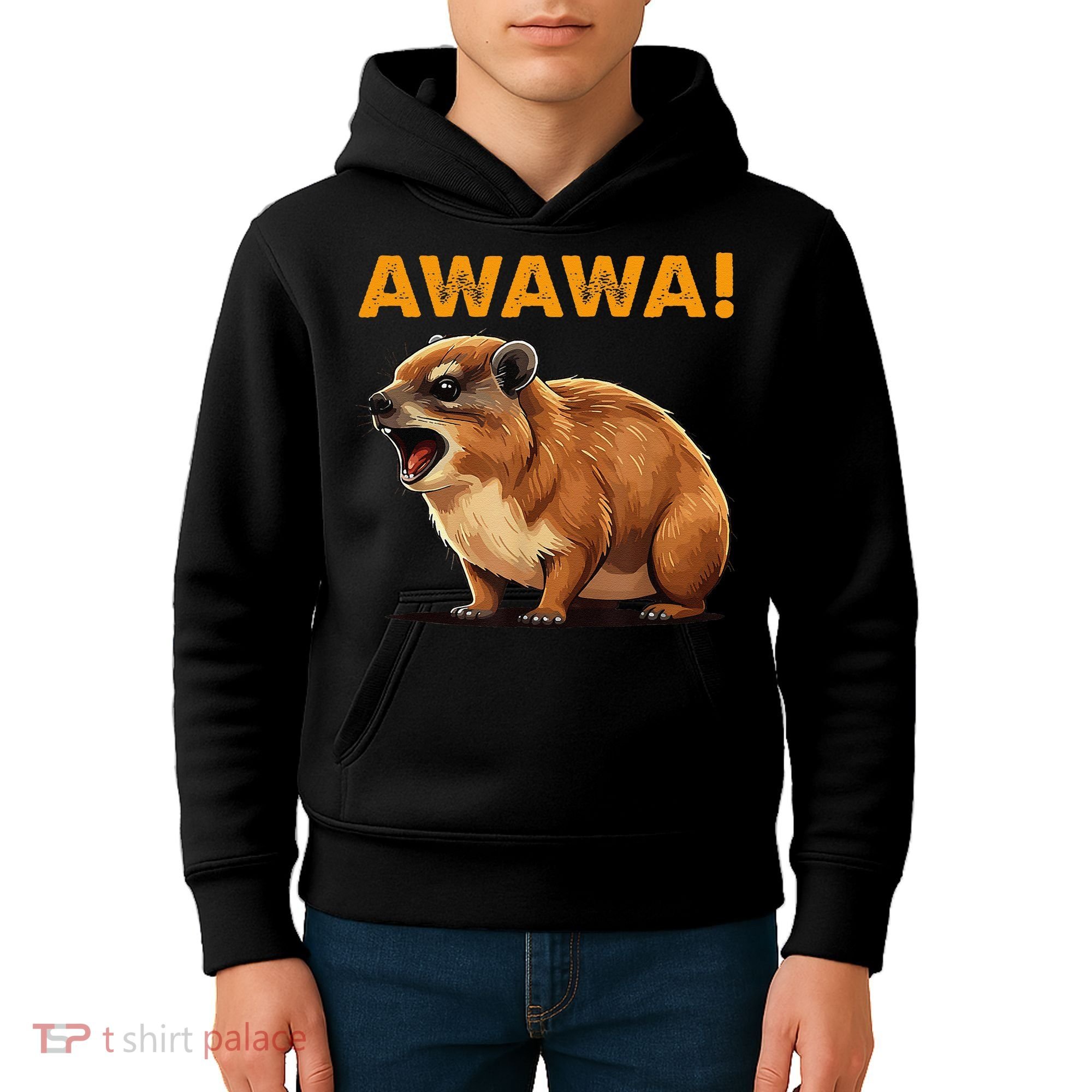 Awawa! Angry Screaming Hyrax Meme Retro Kids Hoodie