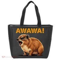 Awawa! Angry Screaming Hyrax Meme Retro Tote Bag thumb 0