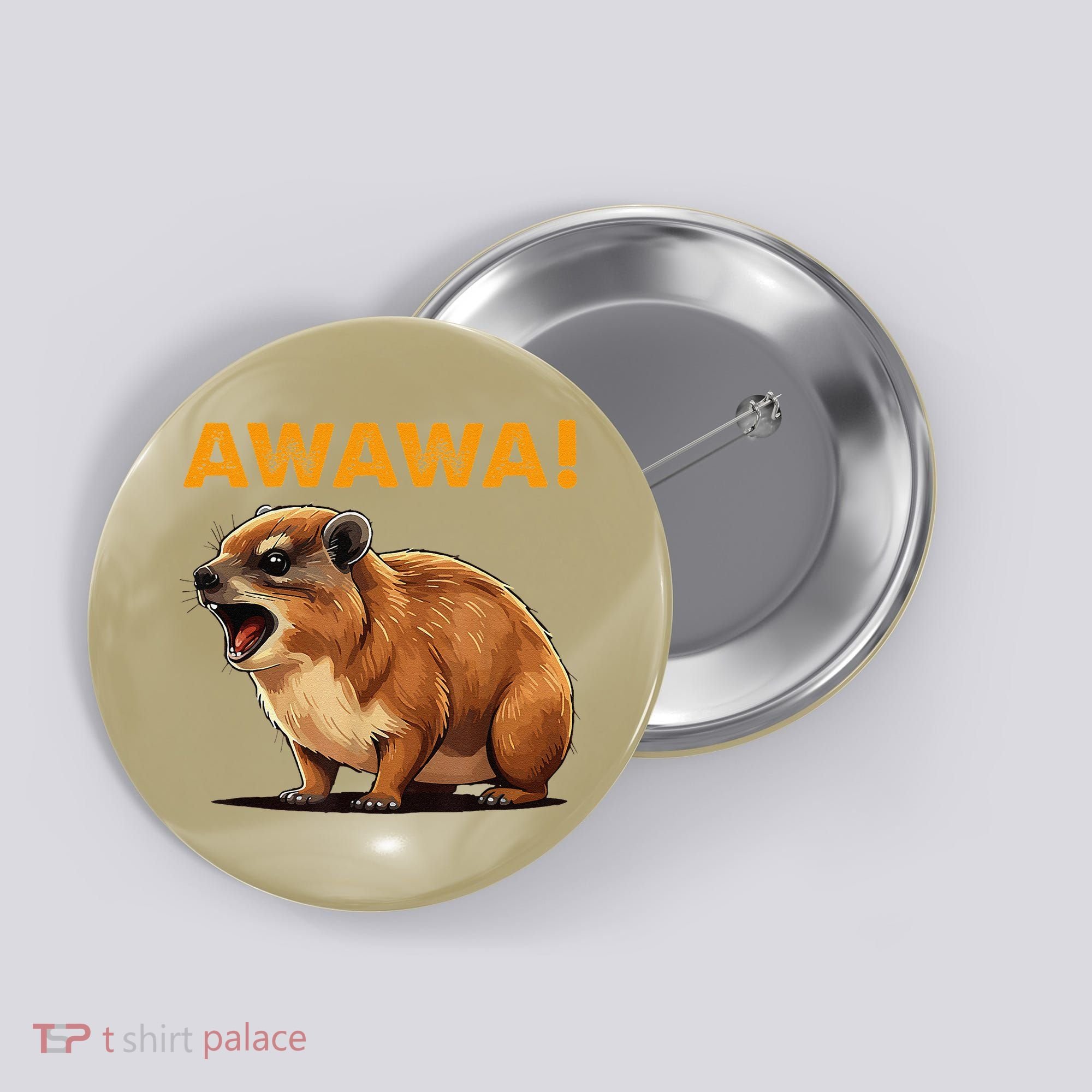 Awawa! Angry Screaming Hyrax Meme Retro Button
