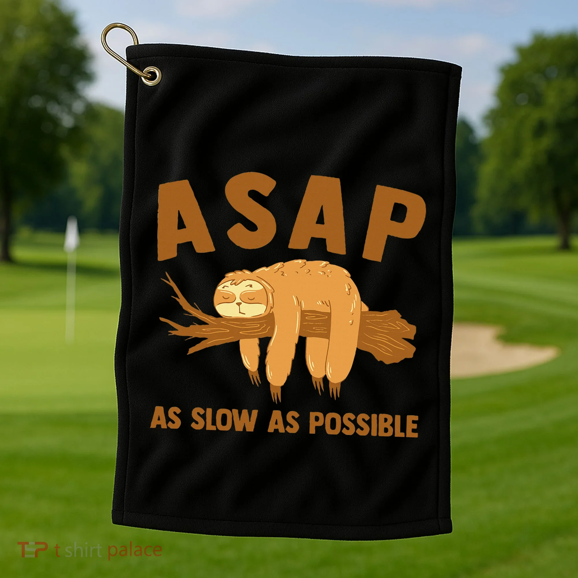 Asap As Slow As Possible Sloth Lover Golf Towel