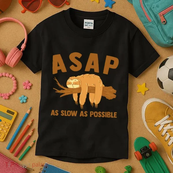 Asap As Slow As Possible Sloth Lover Kids T-Shirt