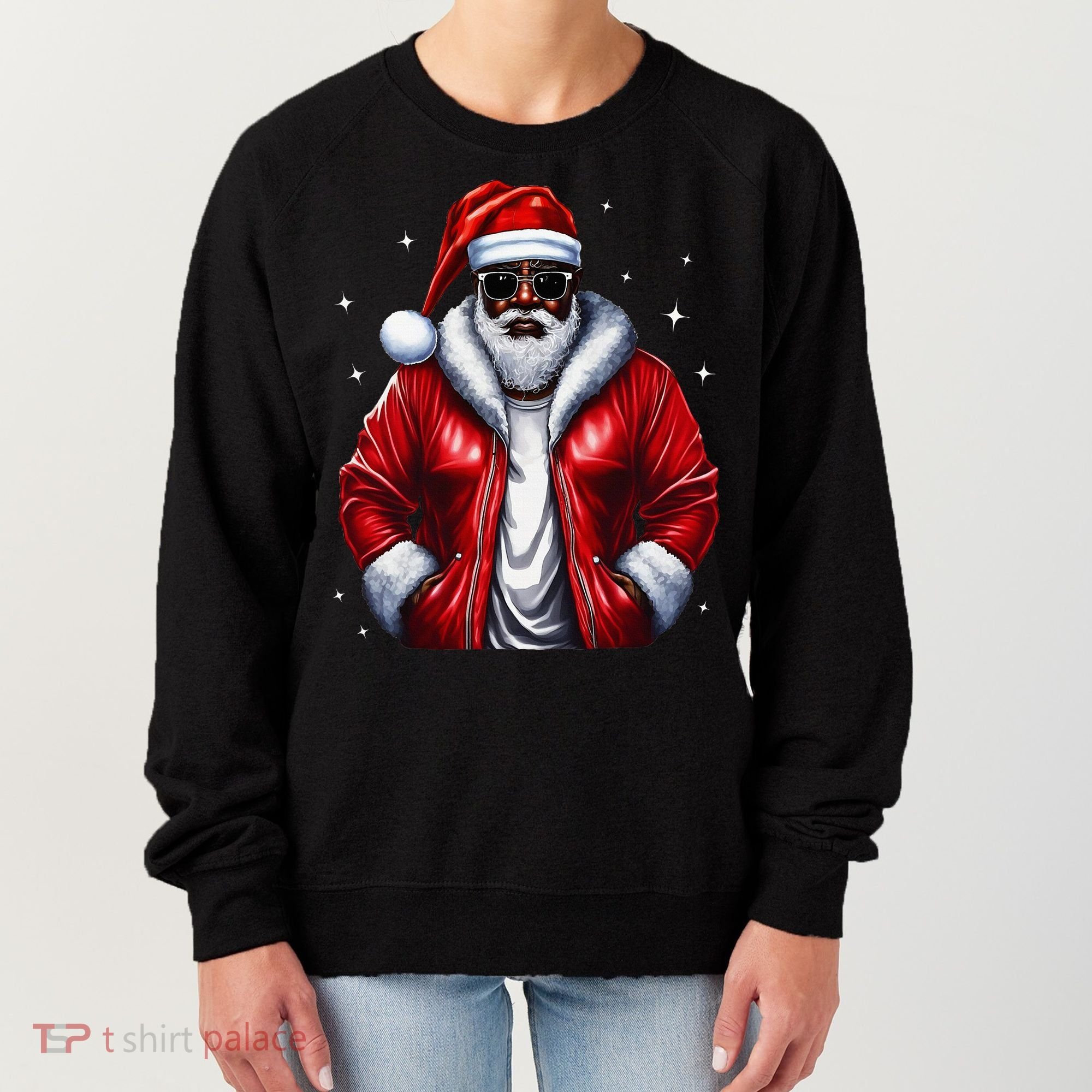 African American Santa Christmas Pajama Cool Black Xmas Women's Sweatshirt