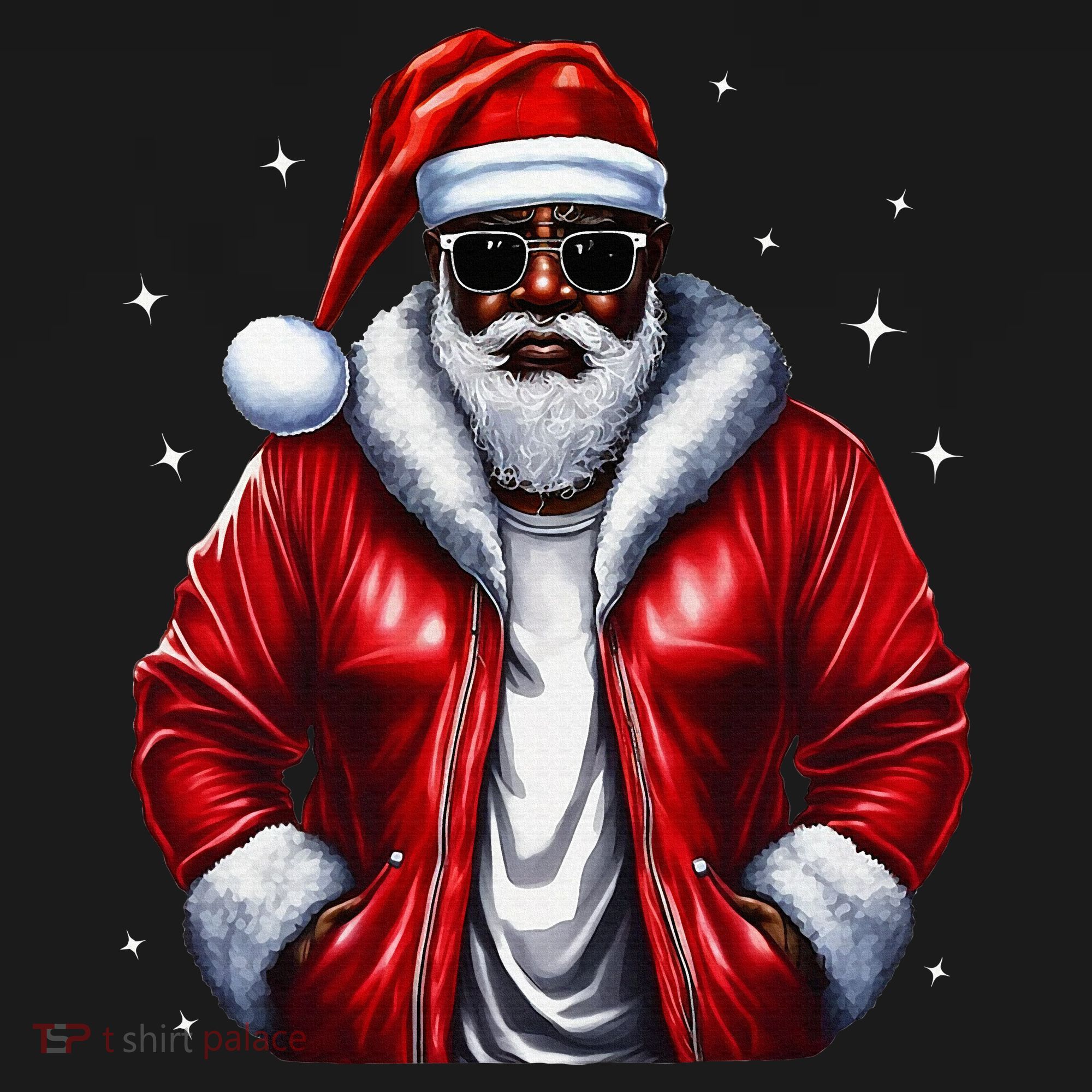 African American Santa Christmas Pajama Cool Black Xmas Women's Hoodie