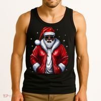 African American Santa Christmas Pajama Cool Black Xmas Tank Top thumb 3