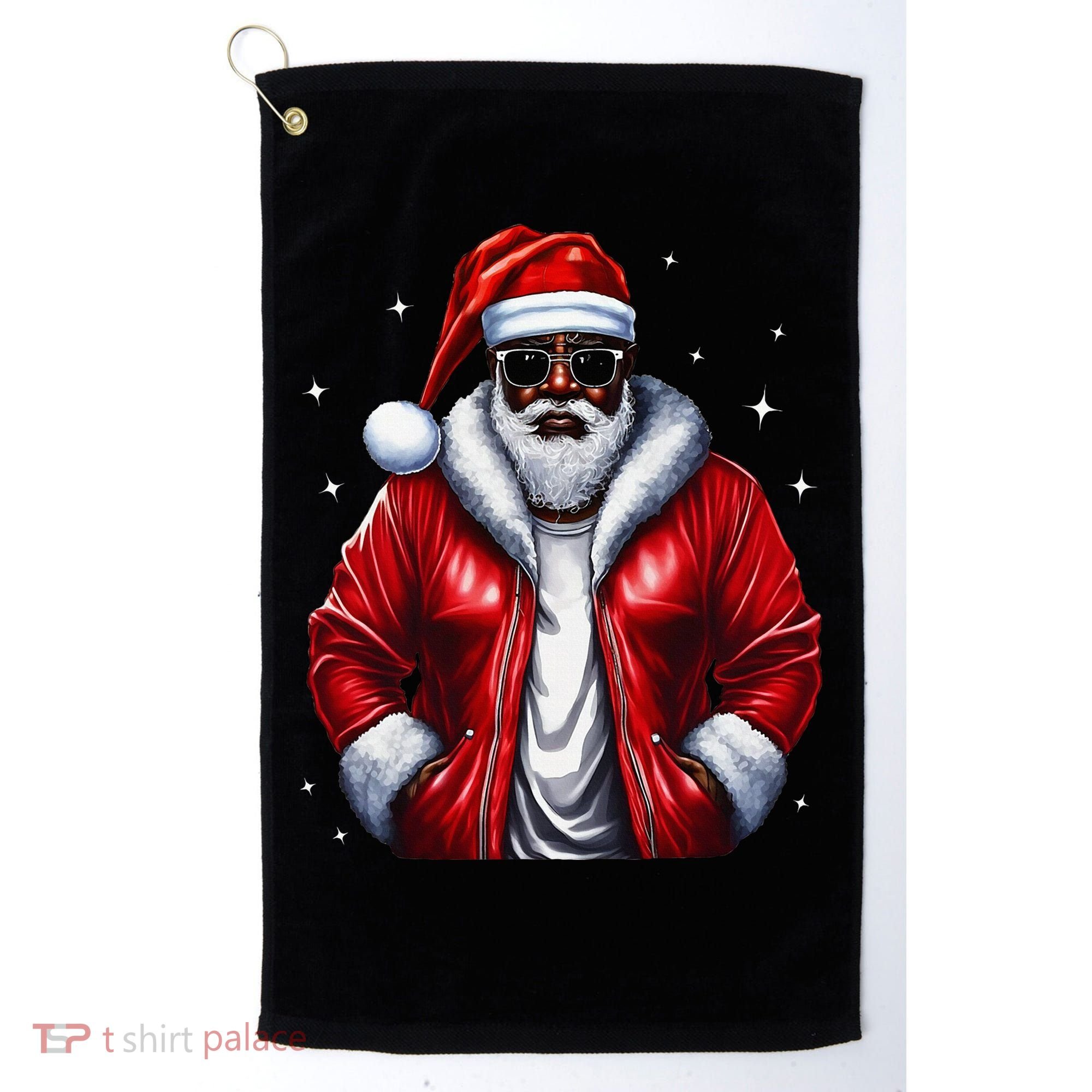 African American Santa Christmas Pajama Cool Black Xmas Golf Towel