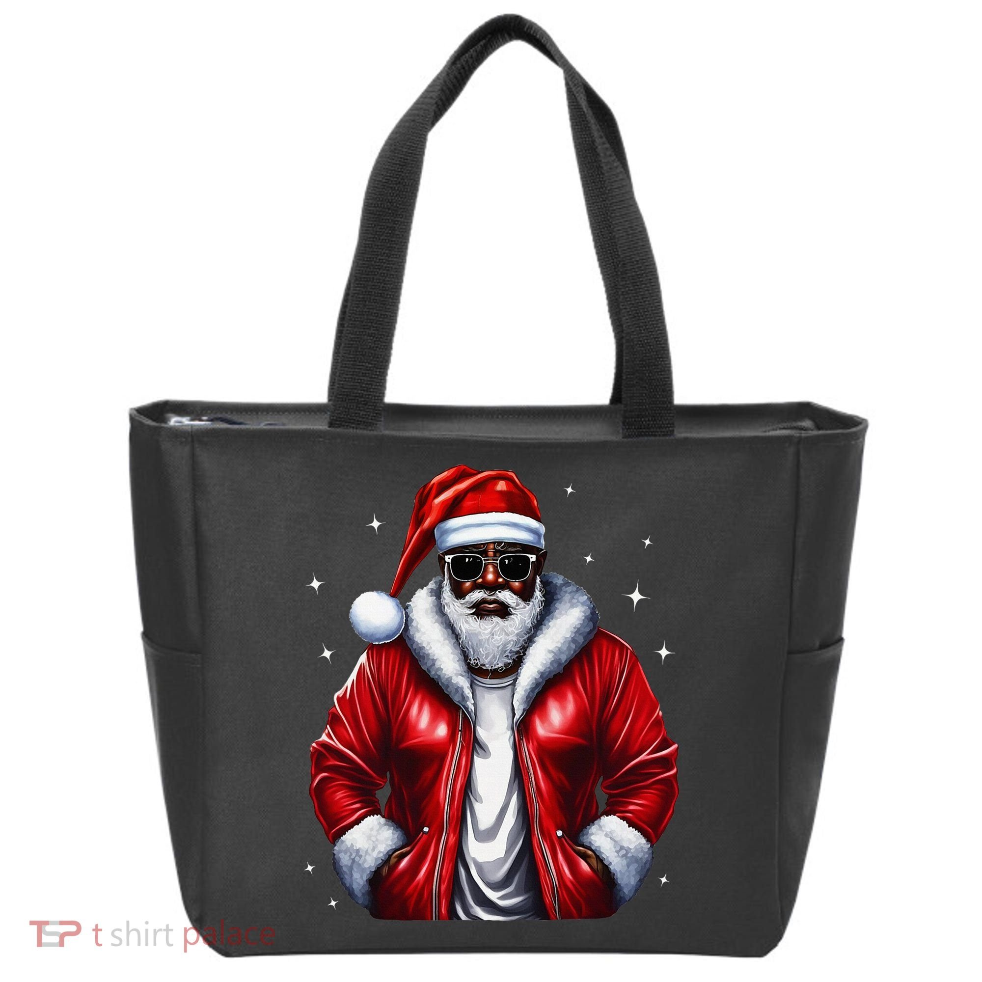 African American Santa Christmas Pajama Cool Black Xmas Tote Bag