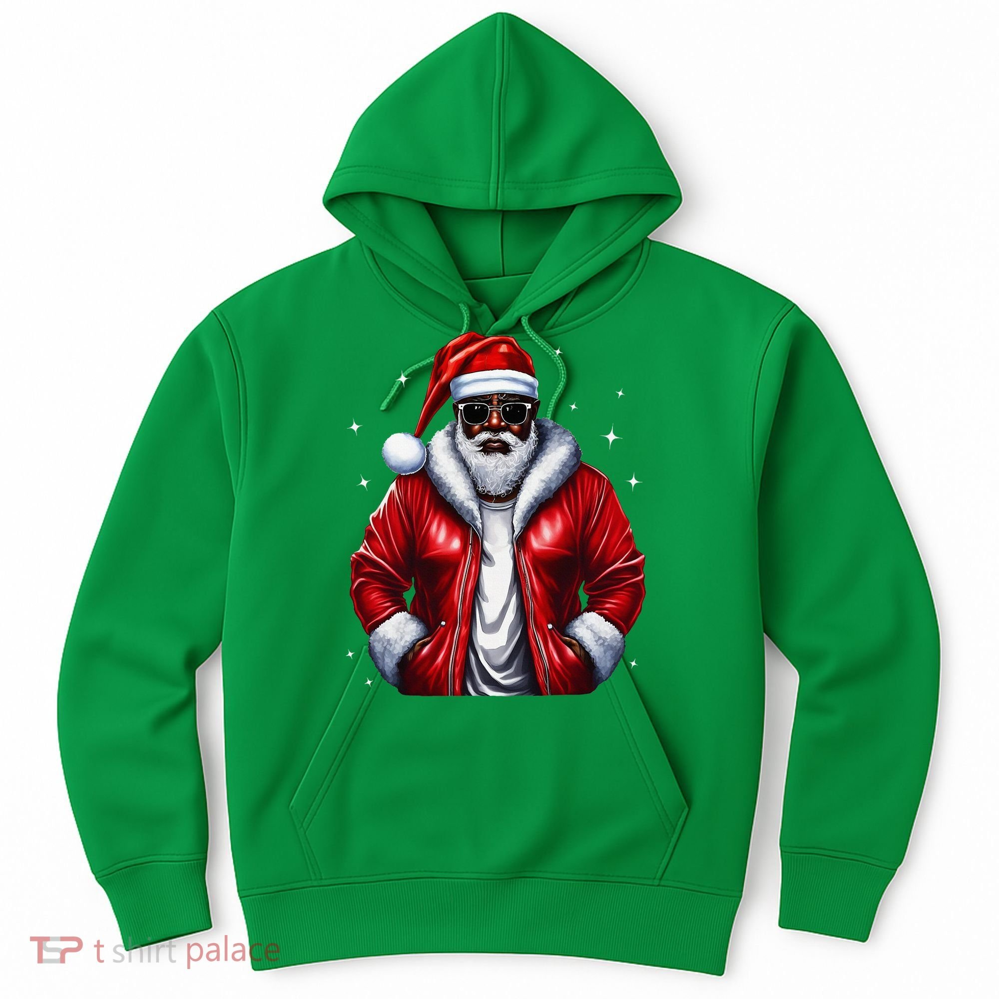 African American Santa Christmas Pajama Cool Black Xmas Hoodie