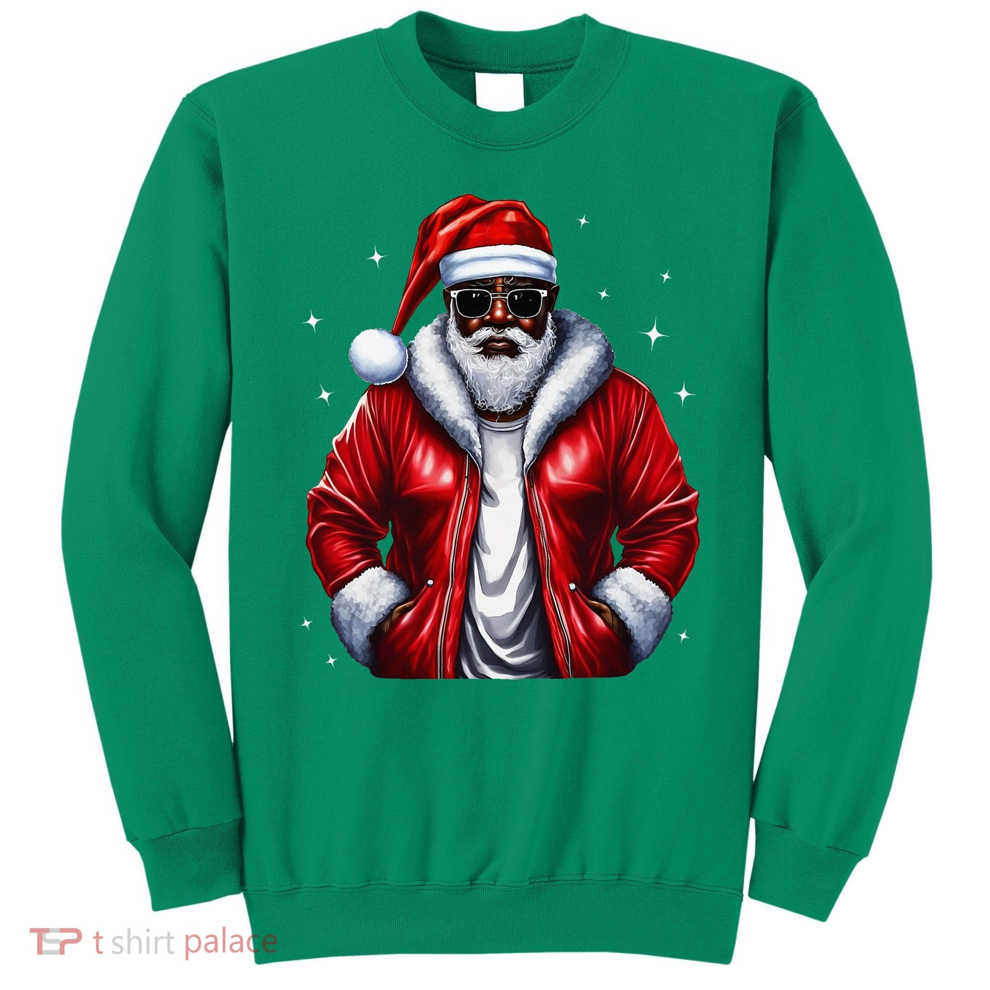 African American Santa Christmas Pajama Cool Black Xmas Sweatshirt