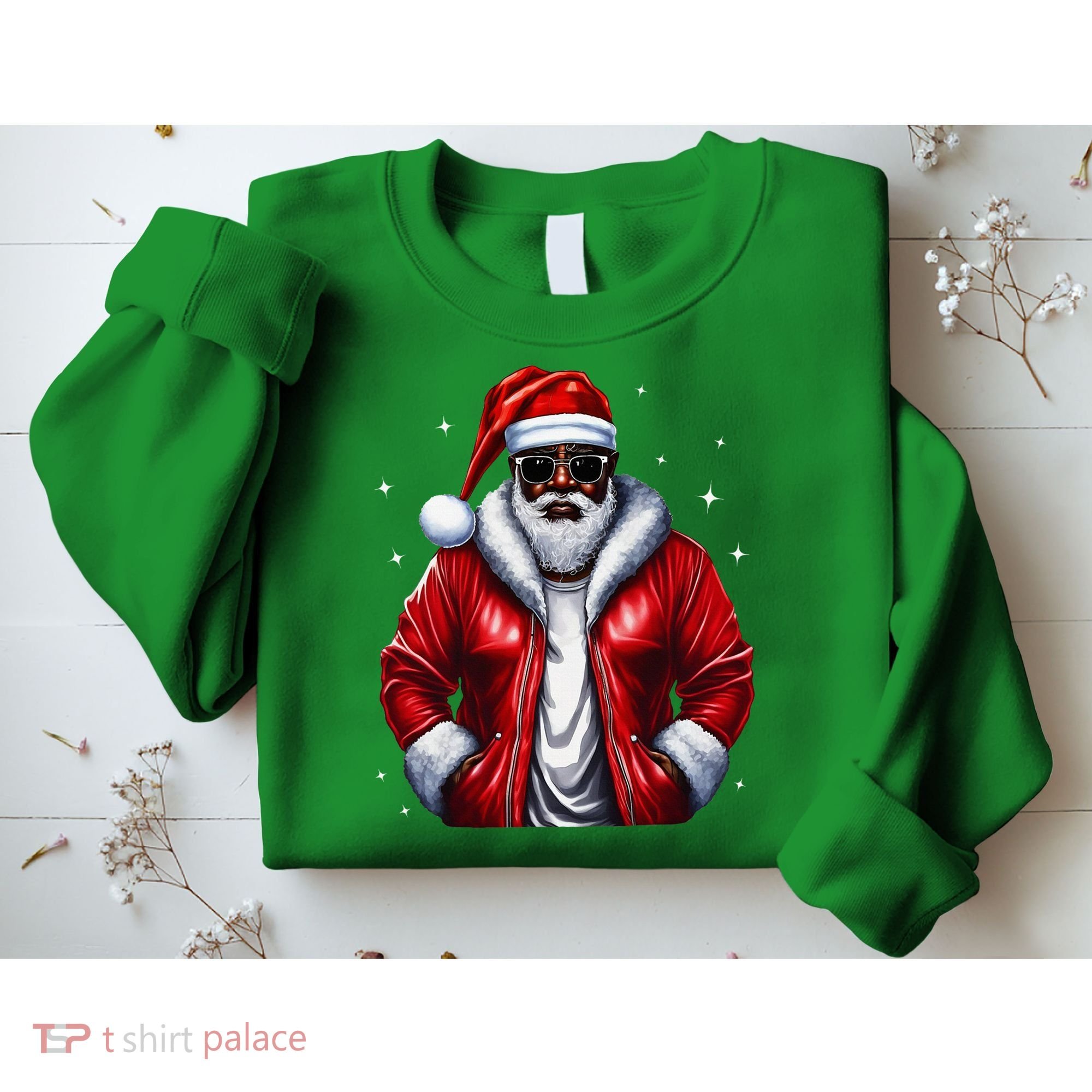 African American Santa Christmas Pajama Cool Black Xmas Sweatshirt