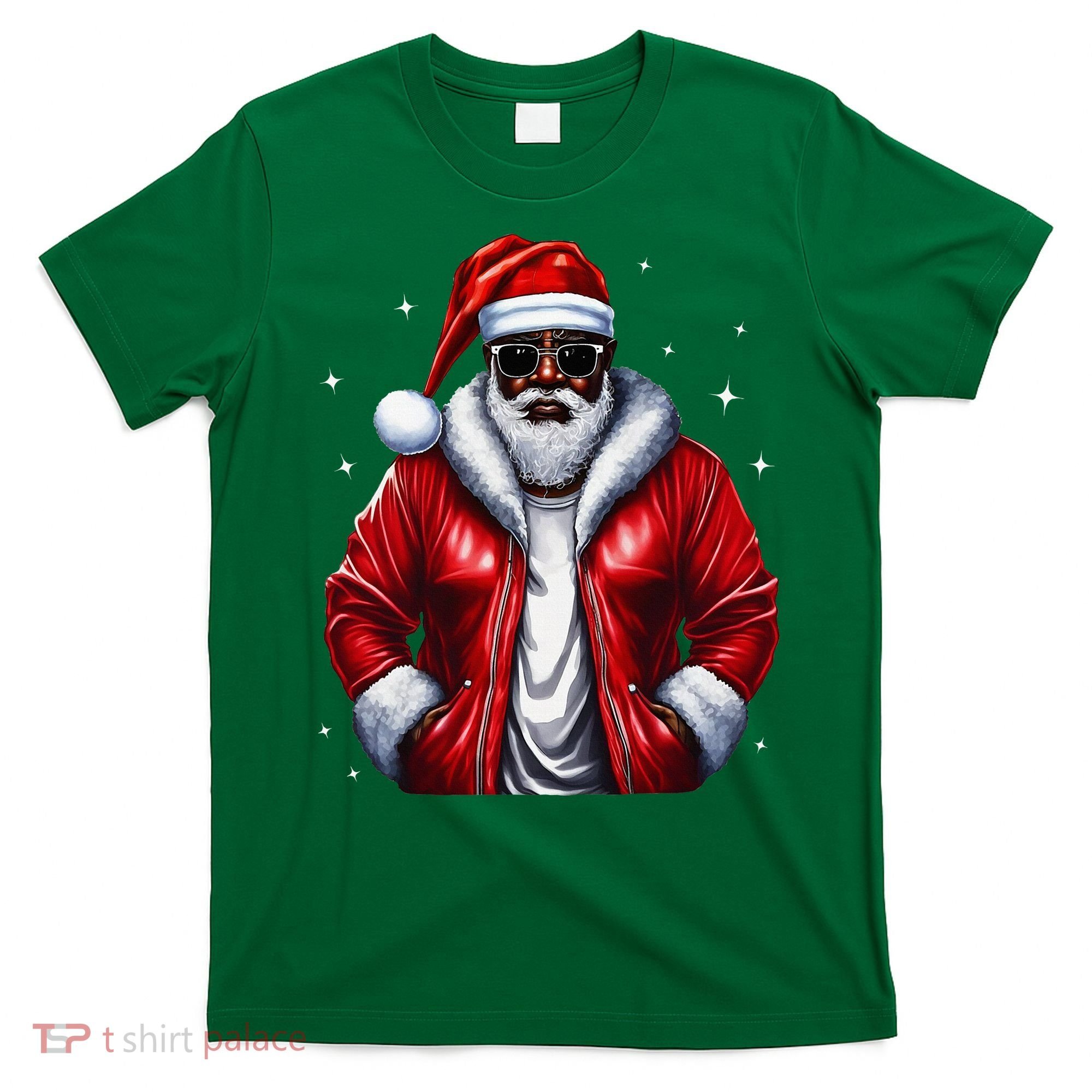 African American Santa Christmas Pajama Cool Black Xmas T-Shirt