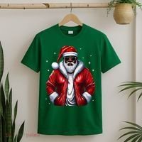 African American Santa Christmas Pajama Cool Black Xmas T-Shirt thumb 2