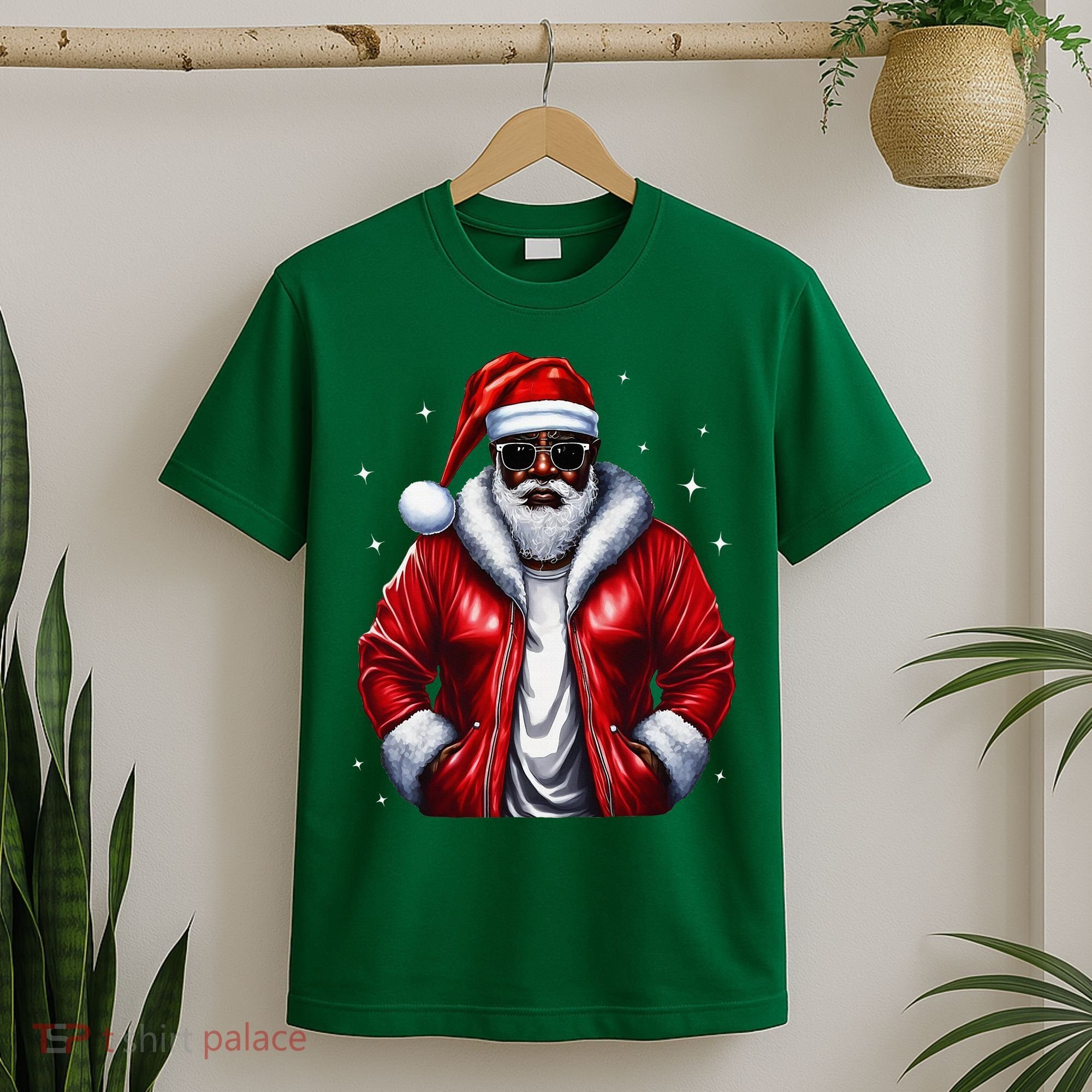 African American Santa Christmas Pajama Cool Black Xmas T-Shirt