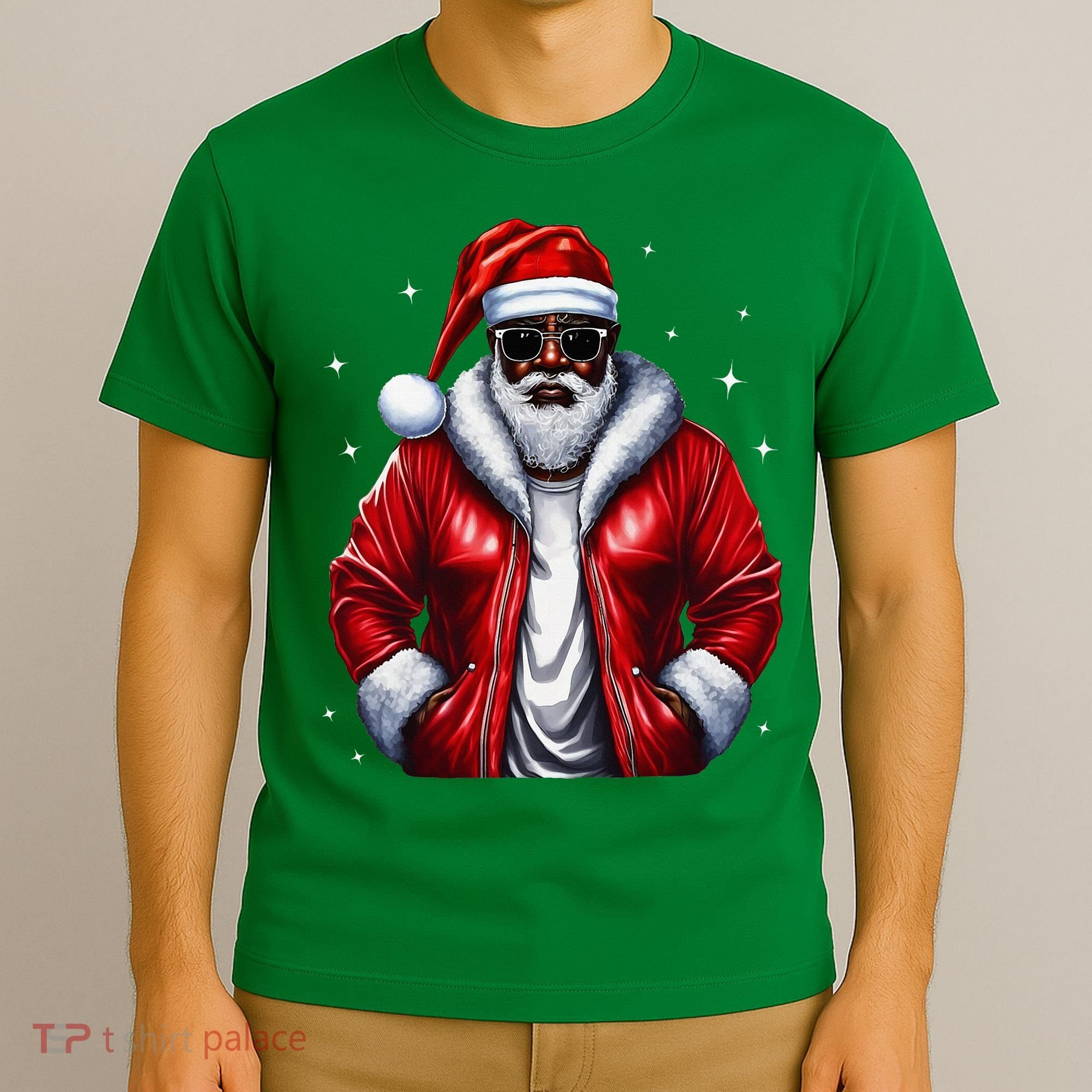 African American Santa Christmas Pajama Cool Black Xmas T-Shirt