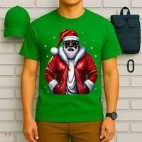 African American Santa Christmas Pajama Cool Black Xmas T-Shirt thumb 6