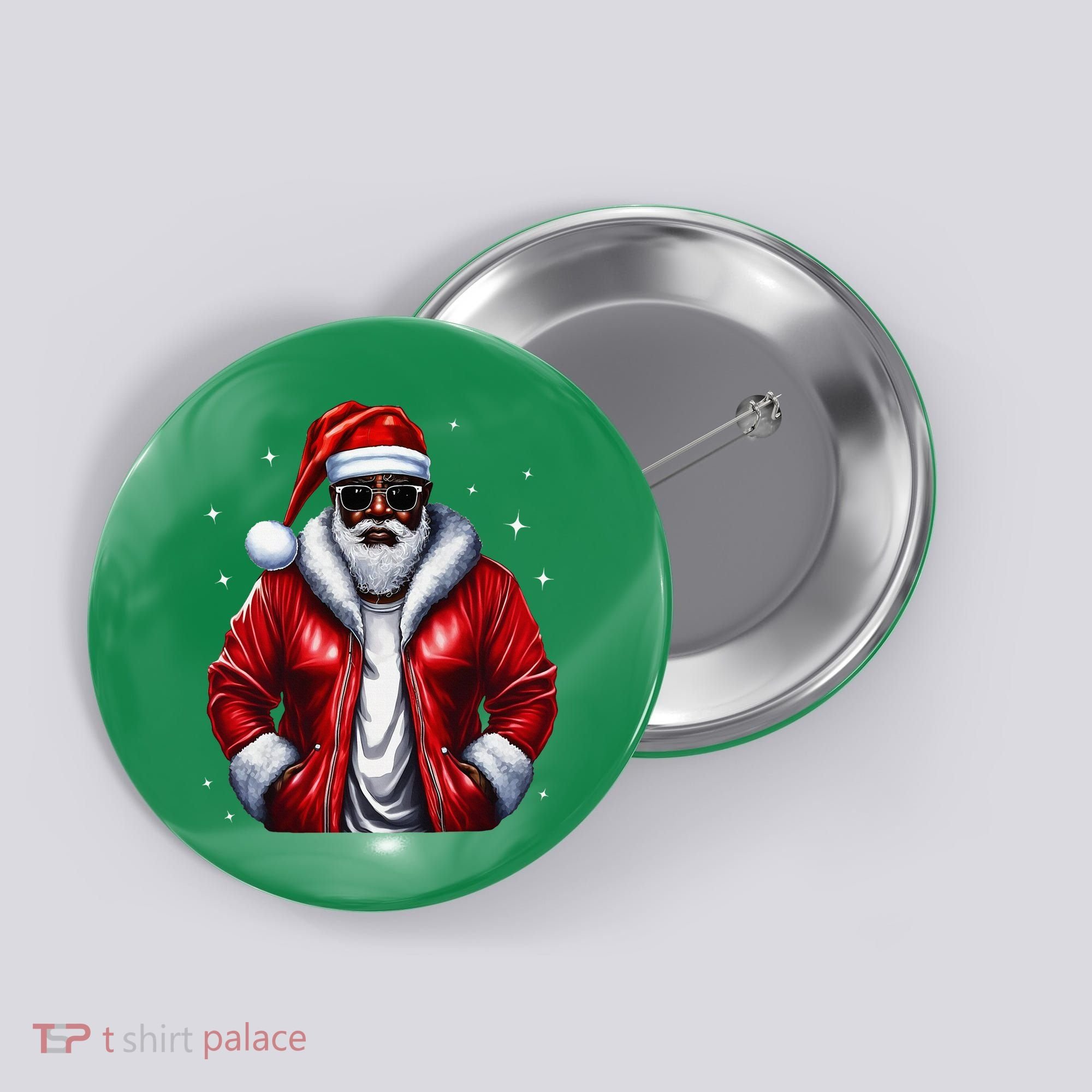 African American Santa Christmas Pajama Cool Black Xmas Button