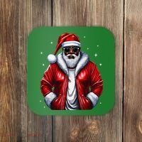 African American Santa Christmas Pajama Cool Black Xmas Coaster thumb 0