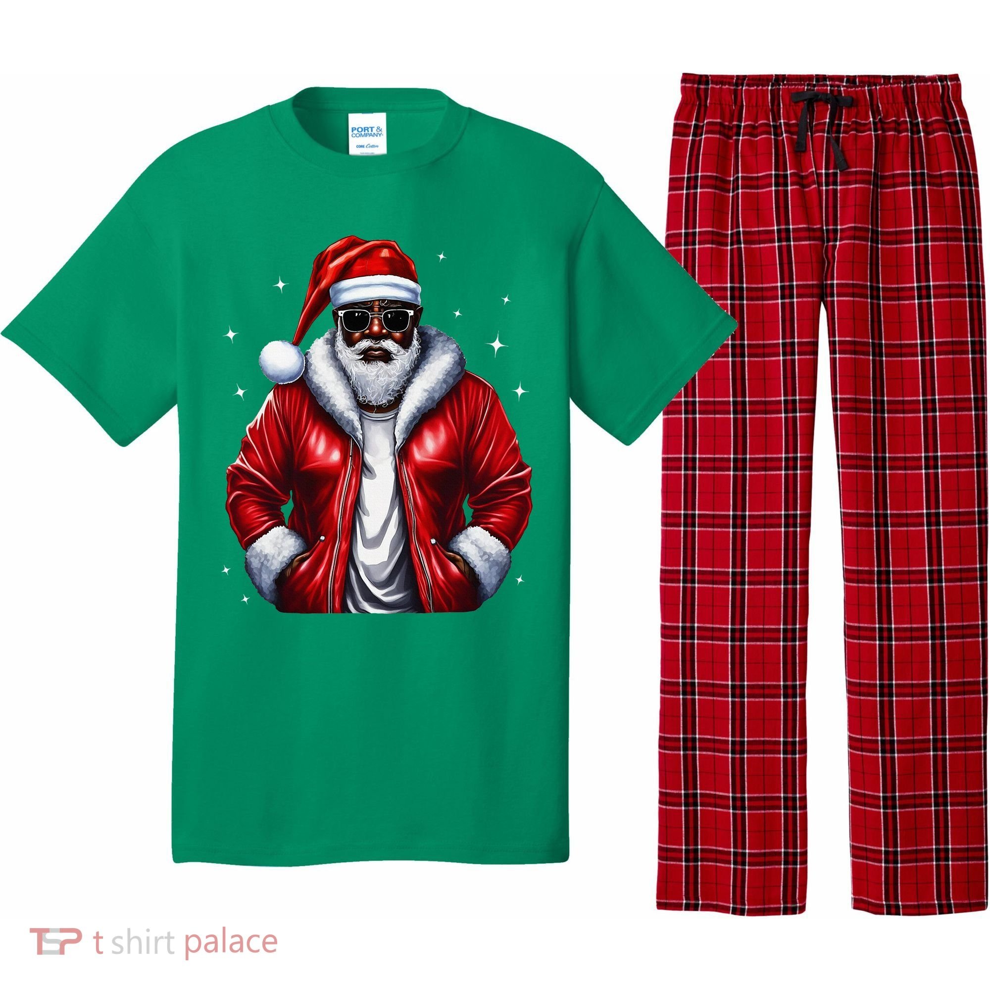 African American Santa Christmas Pajama Cool Black Xmas Pajama Set