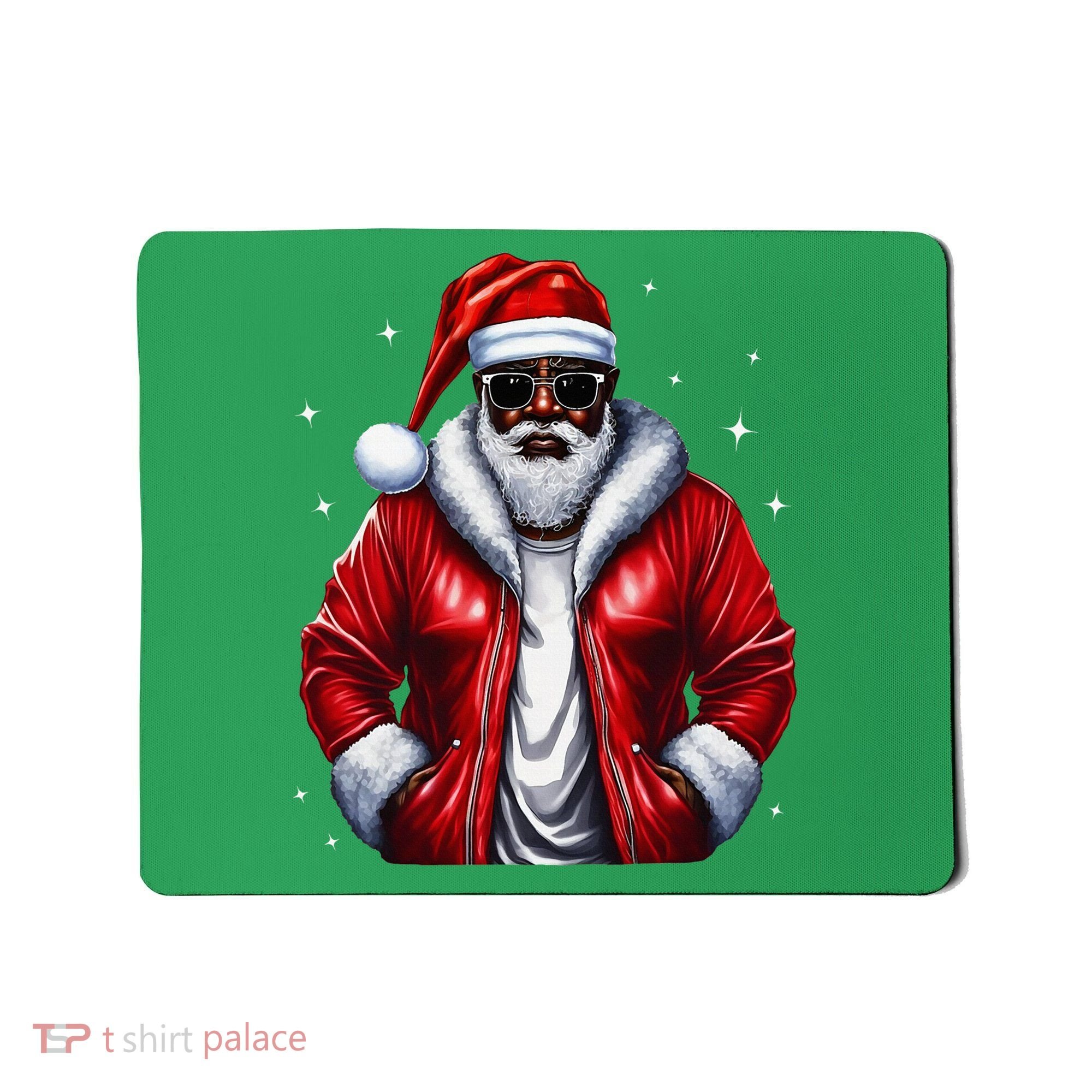 African American Santa Christmas Pajama Cool Black Xmas Mousepad