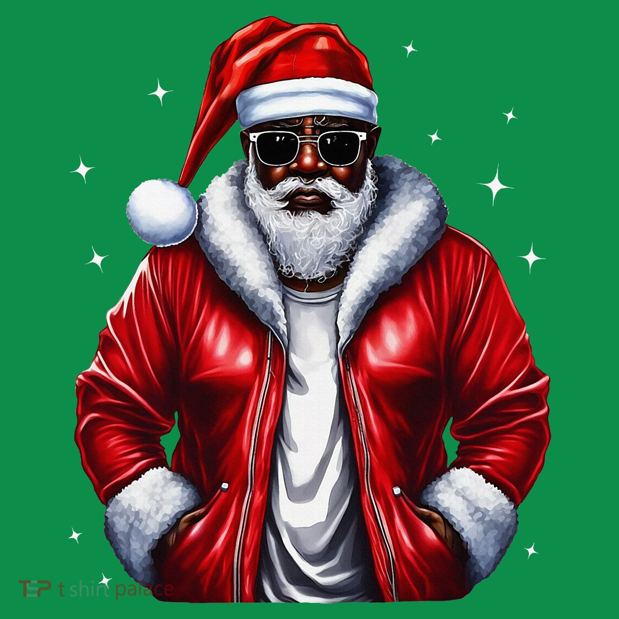 African American Santa Christmas Pajama Cool Black Xmas Baby Bodysuit