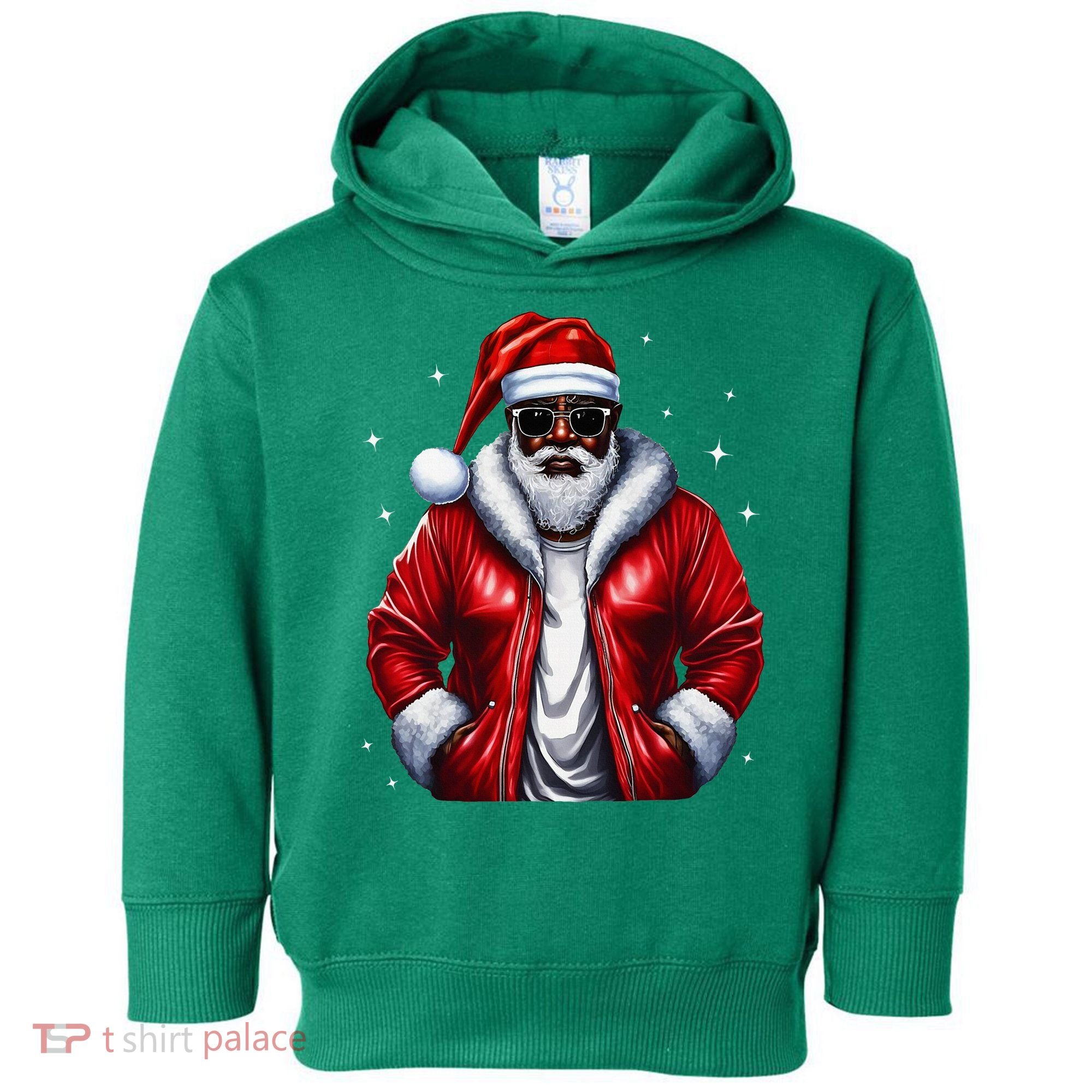 African American Santa Christmas Pajama Cool Black Xmas Toddler Hoodie