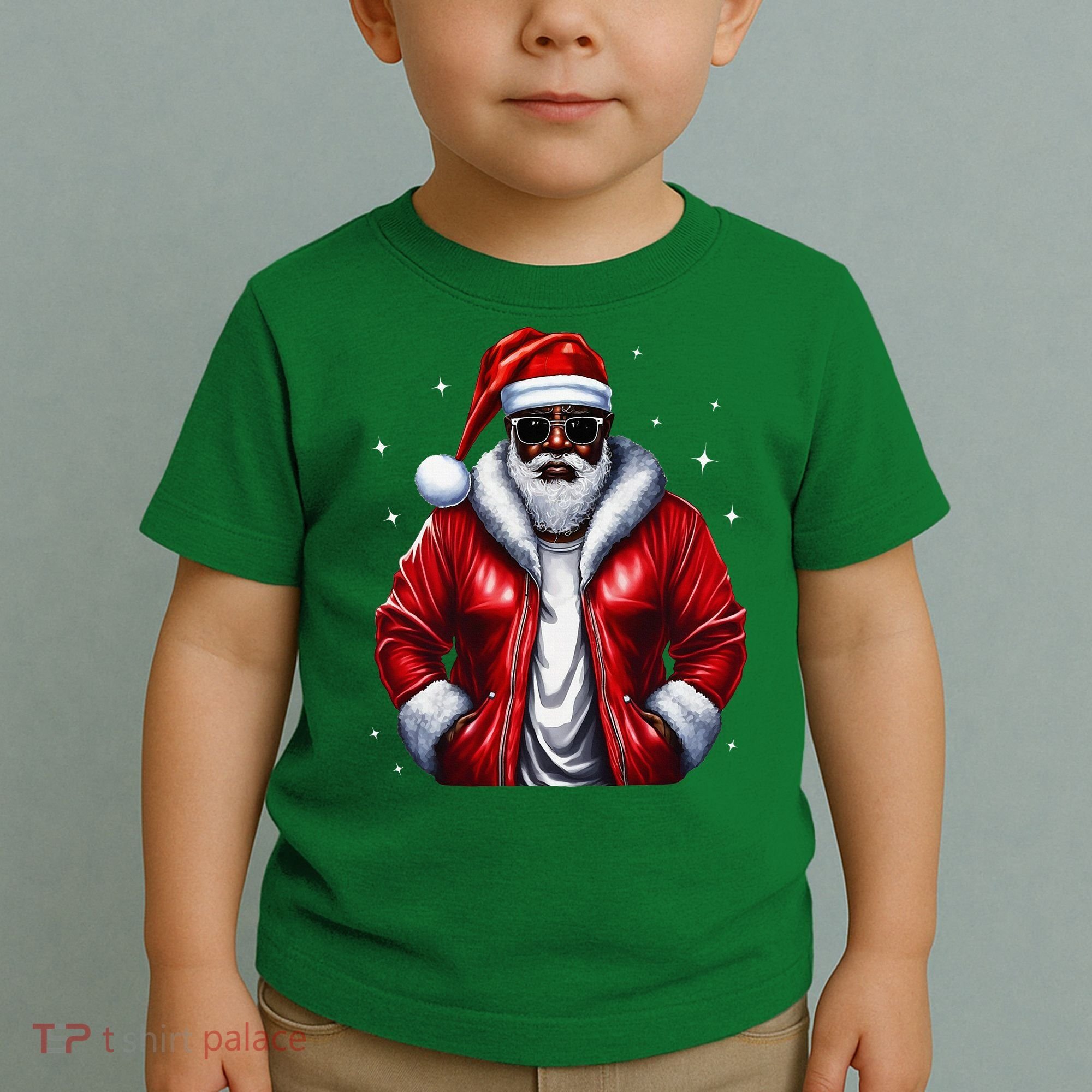 African American Santa Christmas Pajama Cool Black Xmas Toddler T-Shirt