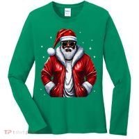 African American Santa Christmas Pajama Cool Black Xmas Women's Long Sleeve Shirt thumb 0