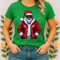 African American Santa Christmas Pajama Cool Black Xmas Women's T-Shirt thumb 2