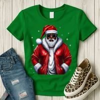 African American Santa Christmas Pajama Cool Black Xmas Women's T-Shirt thumb 3